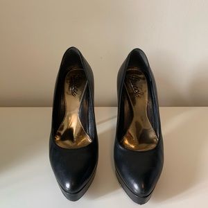 Gucci Black Leather Platform Heels